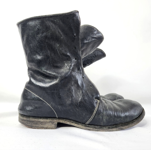 Lace Up Black Leather Boots Handmade Craftsmanship Vintage? Biker Men's 8.5 - Picture 2 of 9